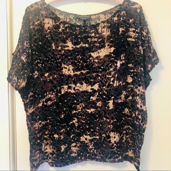 Club Monaco Top Pink Black Burnout Velvet Cheetah Print Sheer Mesh size Small - Picture 12 of 16